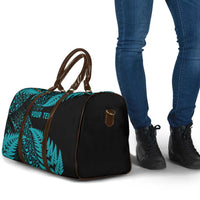 New Zealand Rugby Pacific Personalised Travel Bag All Turquoise Maori Pasifika Fern Pattern - Polynesian Pride