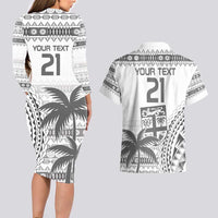 Custom Fiji Rugby Couples Matching Long Sleeve Bodycon Dress and Hawaiian Shirt Polynesian Fijian Masi Palm Tree LT9 - Polynesian Pride