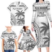 Custom Fiji Rugby Family Matching Long Sleeve Bodycon Dress and Hawaiian Shirt Polynesian Fijian Masi Palm Tree LT9 - Polynesian Pride