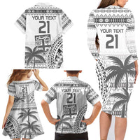 Custom Fiji Rugby Family Matching Long Sleeve Bodycon Dress and Hawaiian Shirt Polynesian Fijian Masi Palm Tree LT9 - Polynesian Pride