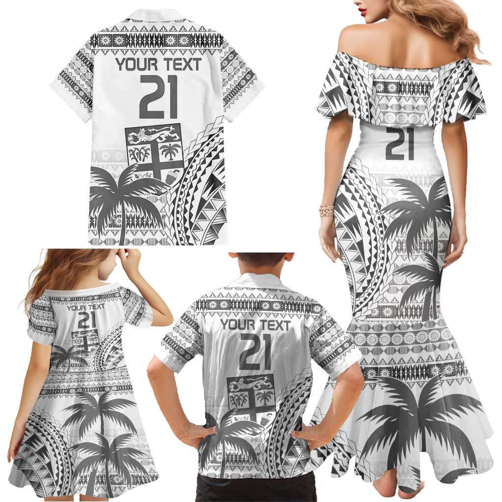 Custom Fiji Rugby Family Matching Mermaid Dress and Hawaiian Shirt Polynesian Fijian Masi Palm Tree LT9 - Polynesian Pride