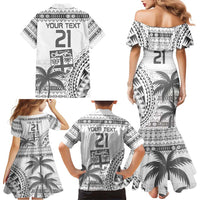 Custom Fiji Rugby Family Matching Mermaid Dress and Hawaiian Shirt Polynesian Fijian Masi Palm Tree LT9 - Polynesian Pride
