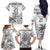 Custom Fiji Rugby Family Matching Off The Shoulder Long Sleeve Dress and Hawaiian Shirt Polynesian Fijian Masi Palm Tree