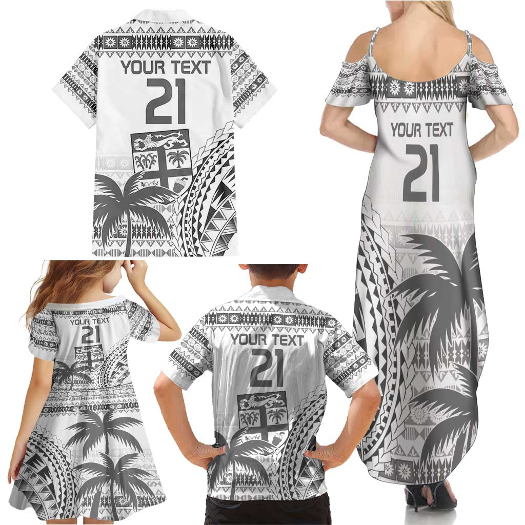 Custom Fiji Rugby Family Matching Summer Maxi Dress and Hawaiian Shirt Polynesian Fijian Masi Palm Tree LT9 - Polynesian Pride