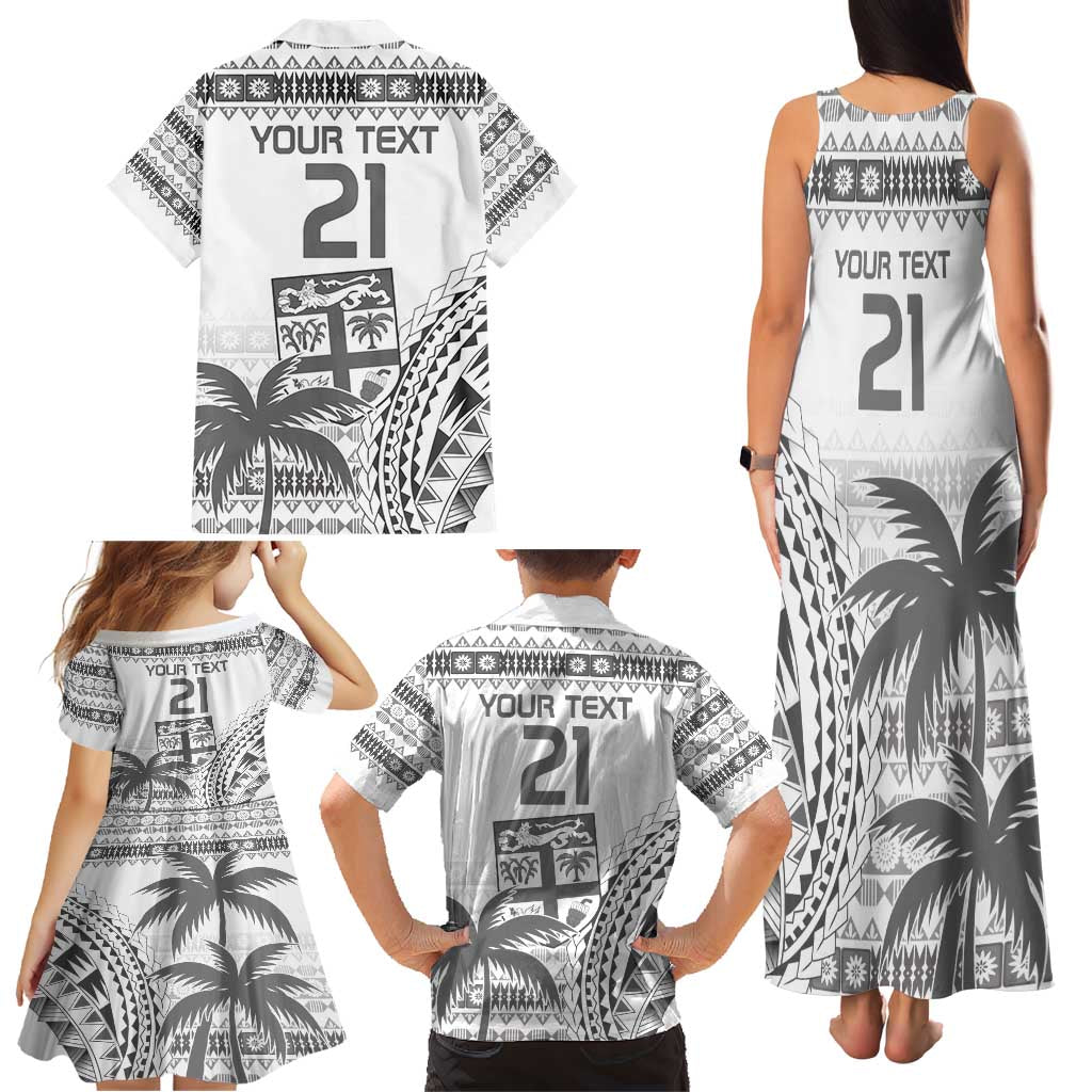 Custom Fiji Rugby Family Matching Tank Maxi Dress and Hawaiian Shirt Polynesian Fijian Masi Palm Tree LT9 - Polynesian Pride