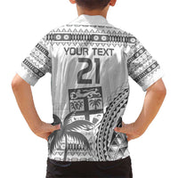 Custom Fiji Rugby Kid Hawaiian Shirt Polynesian Fijian Masi Palm Tree