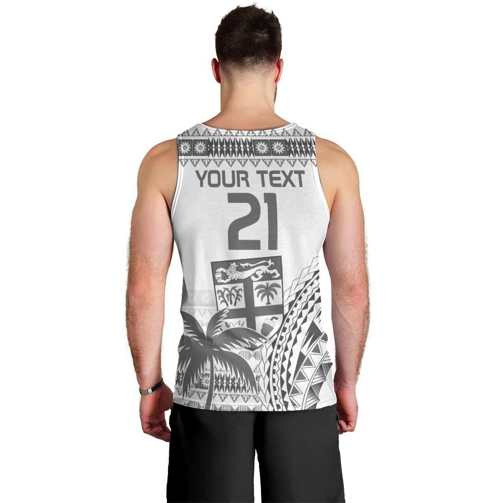 Custom Fiji Rugby Men Tank Top Polynesian Fijian Masi Palm Tree