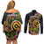 Vanuatu Personalised Couples Matching Off Shoulder Short Dress and Long Sleeve Button Shirt Aboriginal Dot Paitnting - Polynesian Pride
