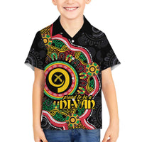 Vanuatu Personalised Family Matching Off The Shoulder Long Sleeve Dress and Hawaiian Shirt Aboriginal Dot Paitnting - Polynesian Pride