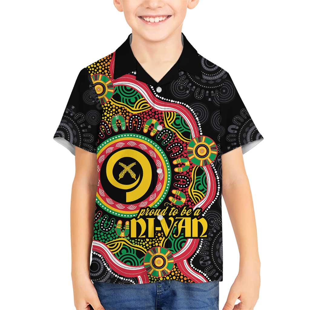 Vanuatu Personalised Family Matching Off Shoulder Maxi Dress and Hawaiian Shirt Aboriginal Dot Paitnting - Polynesian Pride