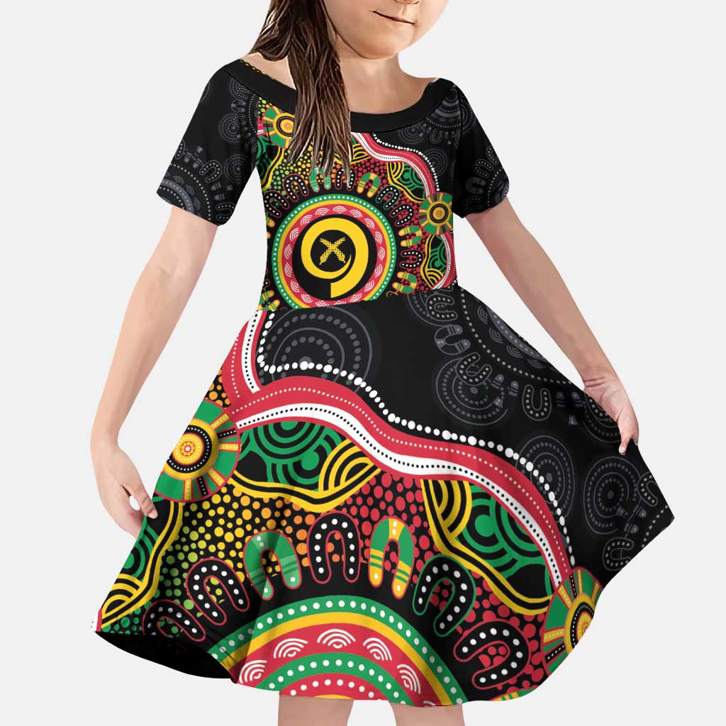 Vanuatu Personalised Family Matching Puletasi and Hawaiian Shirt Aboriginal Dot Paitnting - Polynesian Pride