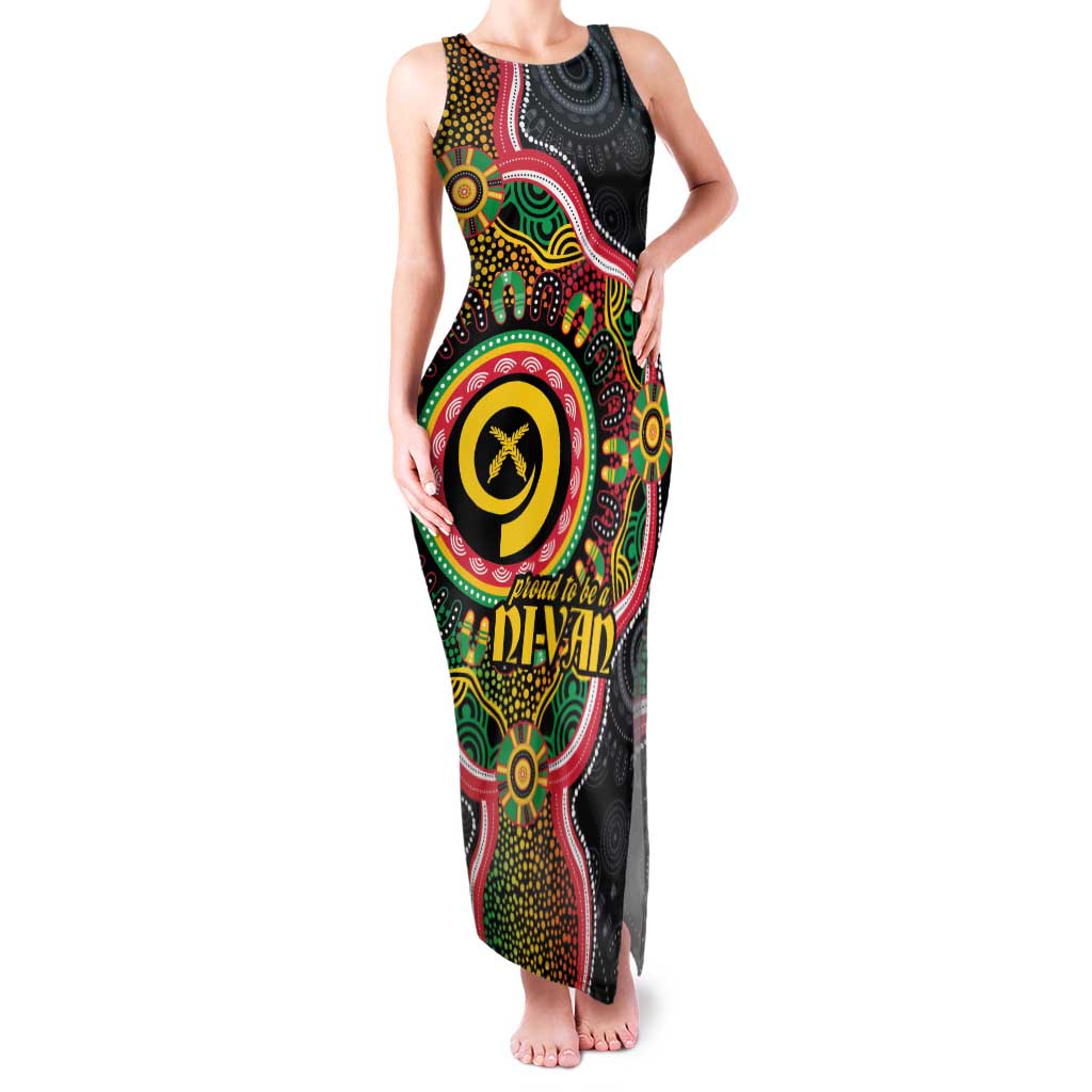 Vanuatu Personalised Family Matching Tank Maxi Dress and Hawaiian Shirt Aboriginal Dot Paitnting - Polynesian Pride