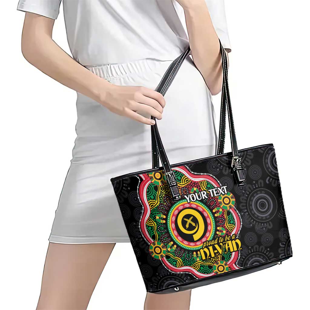 Vanuatu Personalised Leather Tote Bag Aboriginal Dot Paitnting - Polynesian Pride