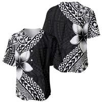 Lotu Tamaiti White Sunday Baseball Jersey Pacific Plumeria Flowers - Black Version LT9 - Polynesian Pride