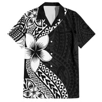 Lotu Tamaiti White Sunday Family Matching Long Sleeve Bodycon Dress and Hawaiian Shirt Pacific Plumeria Flowers - Black Version LT9 Dad's Shirt - Short Sleeve Black - Polynesian Pride