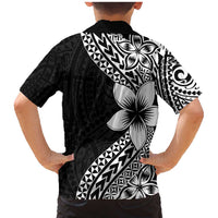 Lotu Tamaiti White Sunday Family Matching Mermaid Dress and Hawaiian Shirt Pacific Plumeria Flowers - Black Version LT9 - Polynesian Pride