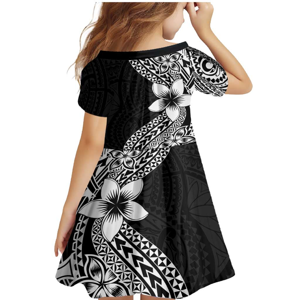 Lotu Tamaiti White Sunday Family Matching Mermaid Dress and Hawaiian Shirt Pacific Plumeria Flowers - Black Version LT9 - Polynesian Pride