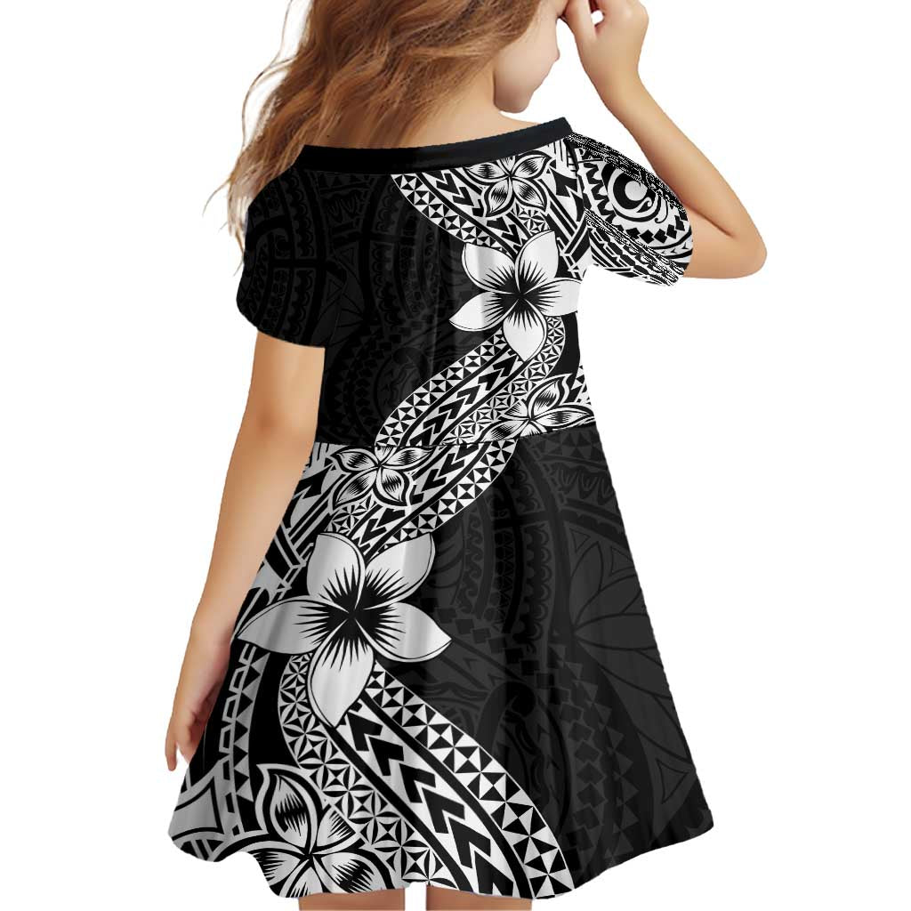 Lotu Tamaiti White Sunday Family Matching Tank Maxi Dress and Hawaiian Shirt Pacific Plumeria Flowers - Black Version LT9 - Polynesian Pride