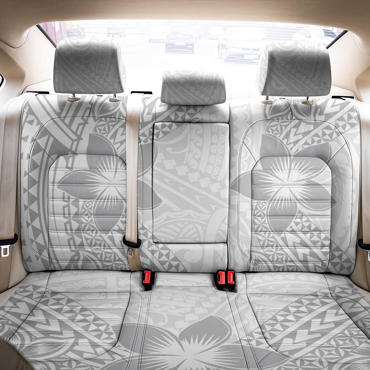 Lotu Tamaiti White Sunday Back Car Seat Cover Pacific Plumeria Flowers - White Version