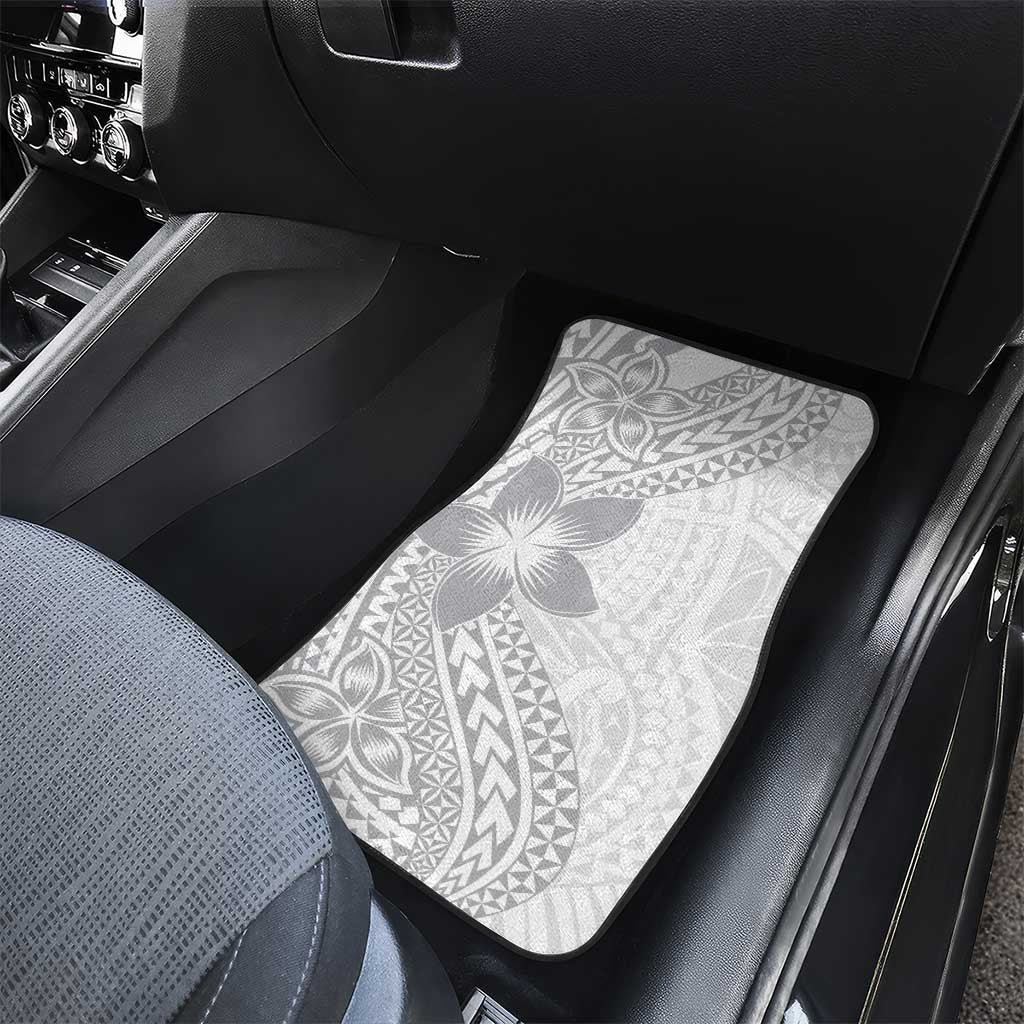 Lotu Tamaiti White Sunday Car Mats Pacific Plumeria Flowers - White Version LT9 - Polynesian Pride