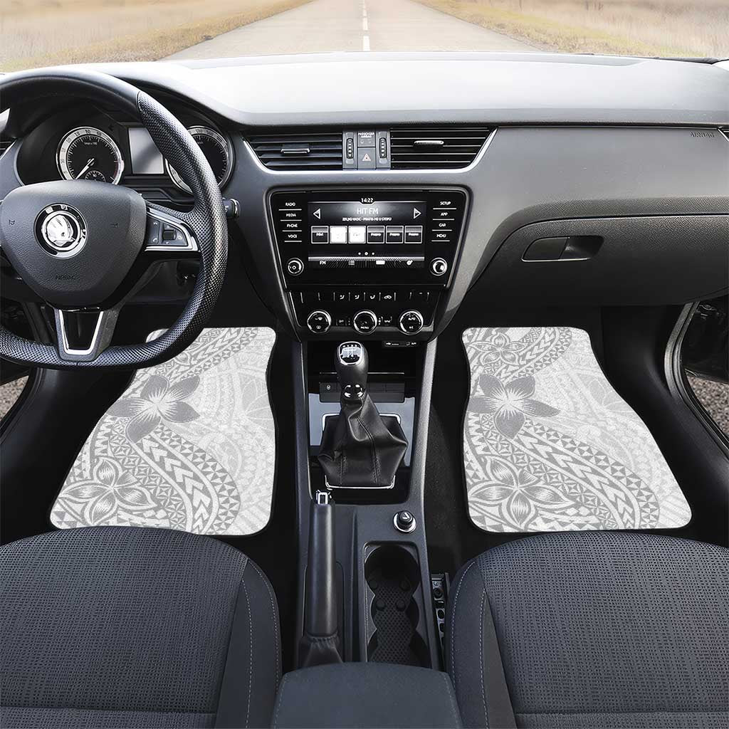 Lotu Tamaiti White Sunday Car Mats Pacific Plumeria Flowers - White Version LT9 Set 2pcs - Front White - Polynesian Pride