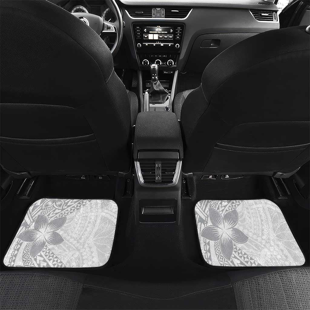 Lotu Tamaiti White Sunday Car Mats Pacific Plumeria Flowers - White Version LT9 Set 2pcs - Back White - Polynesian Pride