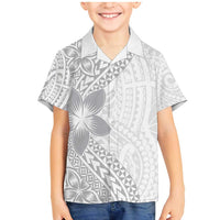 Lotu Tamaiti White Sunday Family Matching Mermaid Dress and Hawaiian Shirt Pacific Plumeria Flowers - White Version LT9 Son's Shirt White - Polynesian Pride