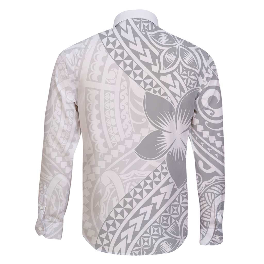 Lotu Tamaiti White Sunday Family Matching Off Shoulder Maxi Dress and Hawaiian Shirt Pacific Plumeria Flowers - White Version LT9 - Polynesian Pride