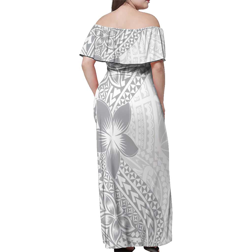 Lotu Tamaiti White Sunday Family Matching Off Shoulder Maxi Dress and Hawaiian Shirt Pacific Plumeria Flowers - White Version LT9 - Polynesian Pride