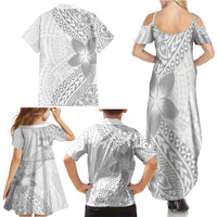 Lotu Tamaiti White Sunday Family Matching Summer Maxi Dress and Hawaiian Shirt Pacific Plumeria Flowers - White Version LT9 - Polynesian Pride