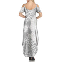 Lotu Tamaiti White Sunday Family Matching Summer Maxi Dress and Hawaiian Shirt Pacific Plumeria Flowers - White Version LT9 - Polynesian Pride