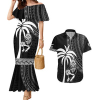 Custom Fiji New Zealand Rugby Couples Matching Mermaid Dress and Hawaiian Shirt Make History Together LT9 Black - Polynesian Pride