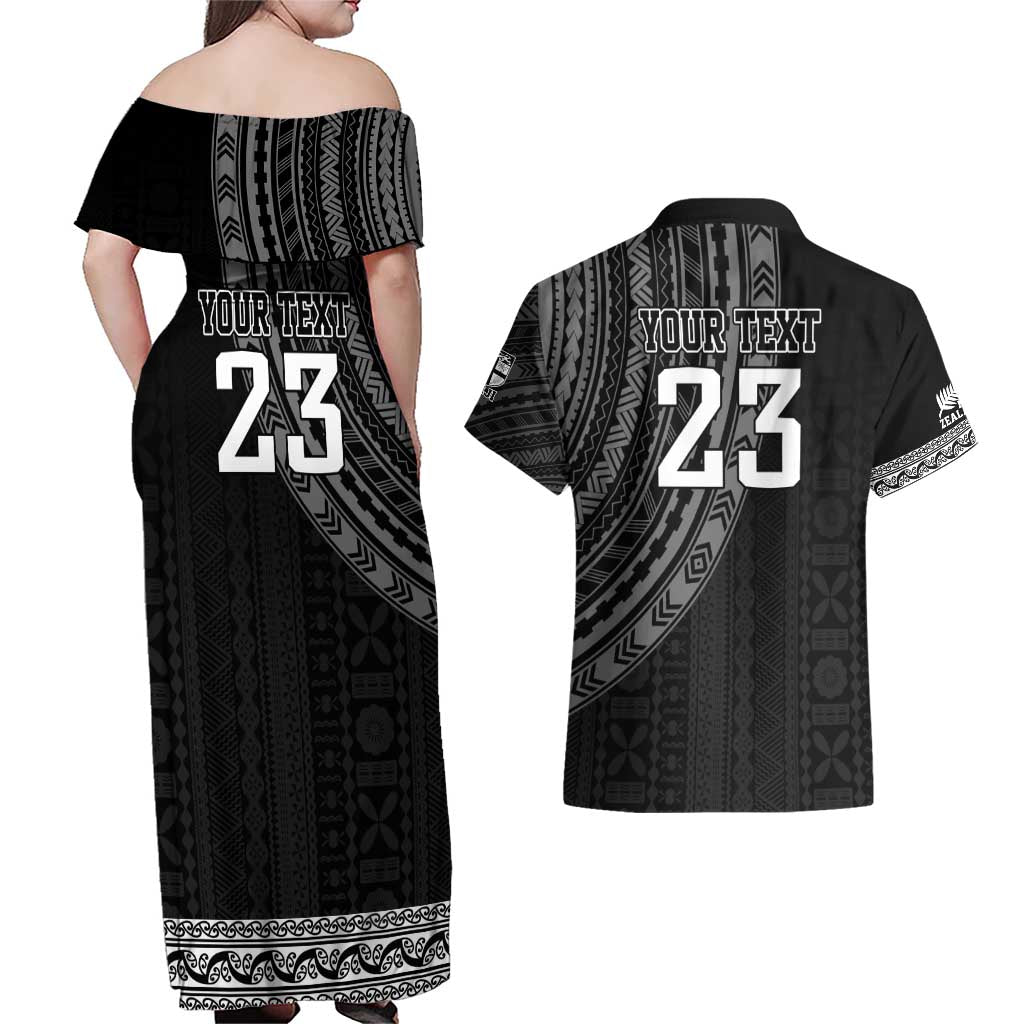 Custom Fiji New Zealand Rugby Couples Matching Off Shoulder Maxi Dress and Hawaiian Shirt Make History Together LT9 - Polynesian Pride