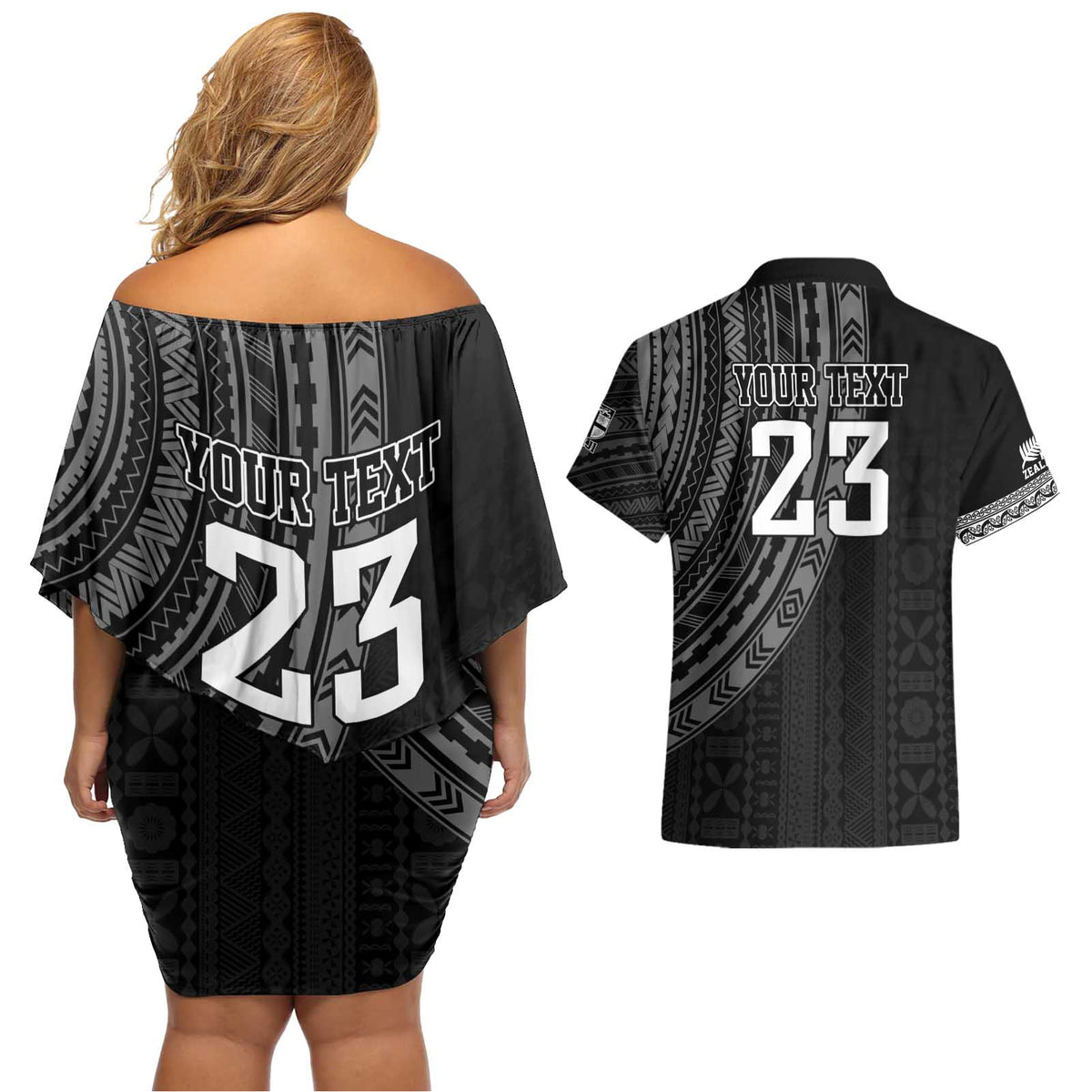 Custom Fiji New Zealand Rugby Couples Matching Off Shoulder Short Dress and Hawaiian Shirt Make History Together LT9 - Polynesian Pride