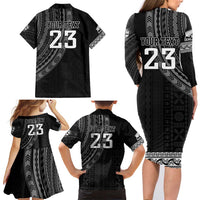 Custom Fiji New Zealand Rugby Family Matching Long Sleeve Bodycon Dress and Hawaiian Shirt Make History Together LT9 - Polynesian Pride
