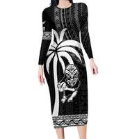 Custom Fiji New Zealand Rugby Family Matching Long Sleeve Bodycon Dress and Hawaiian Shirt Make History Together LT9 Mom's Dress Black - Polynesian Pride