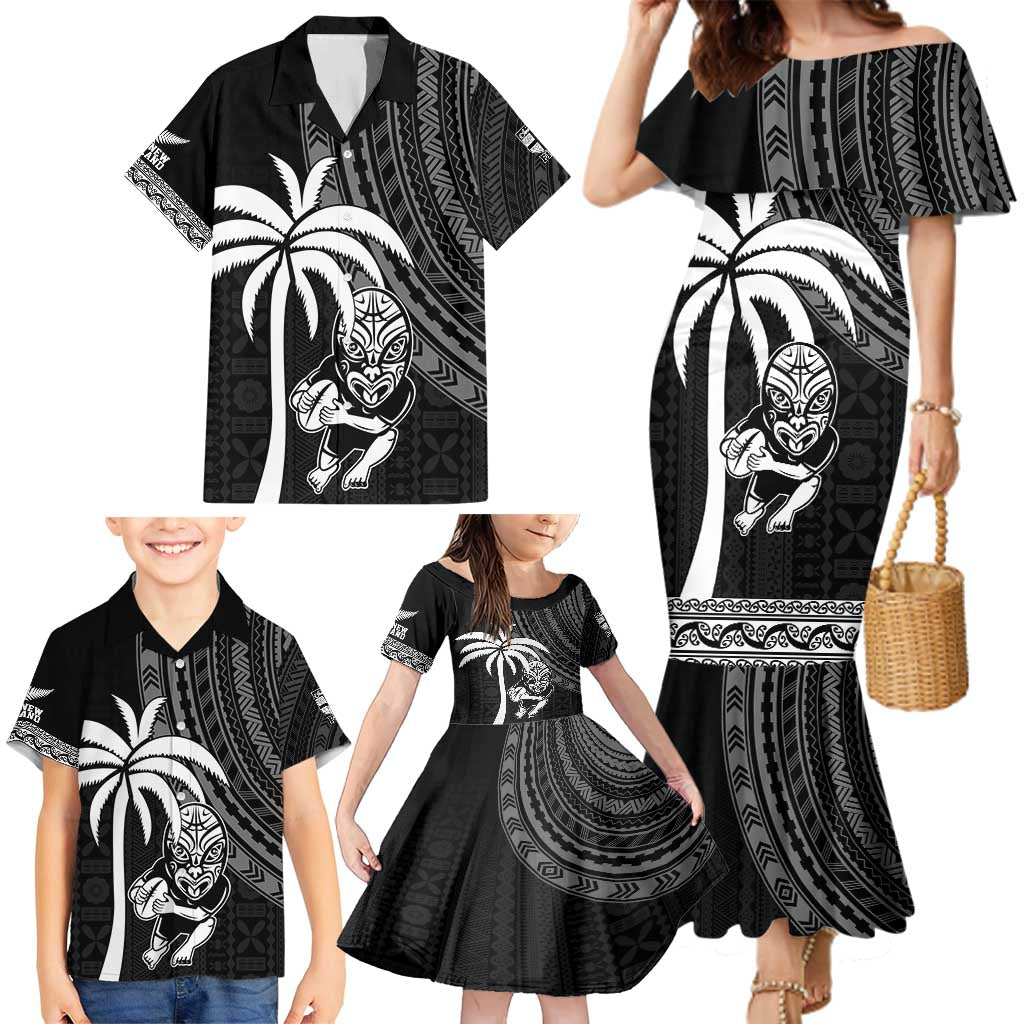 Custom Fiji New Zealand Rugby Family Matching Mermaid Dress and Hawaiian Shirt Make History Together LT9 - Polynesian Pride