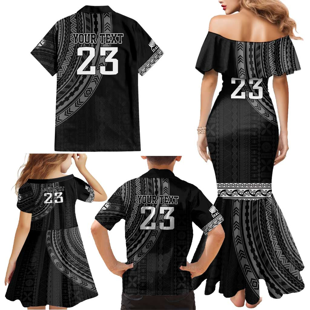 Custom Fiji New Zealand Rugby Family Matching Mermaid Dress and Hawaiian Shirt Make History Together LT9 - Polynesian Pride