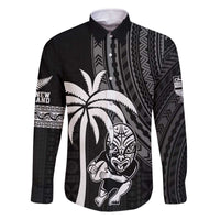 Custom Fiji New Zealand Rugby Family Matching Off Shoulder Short Dress and Hawaiian Shirt Make History Together LT9 Dad's Shirt - Long Sleeve Black - Polynesian Pride