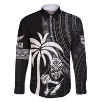 Custom Fiji New Zealand Rugby Family Matching Puletasi and Hawaiian Shirt Make History Together LT9 Dad's Shirt - Long Sleeve Black - Polynesian Pride
