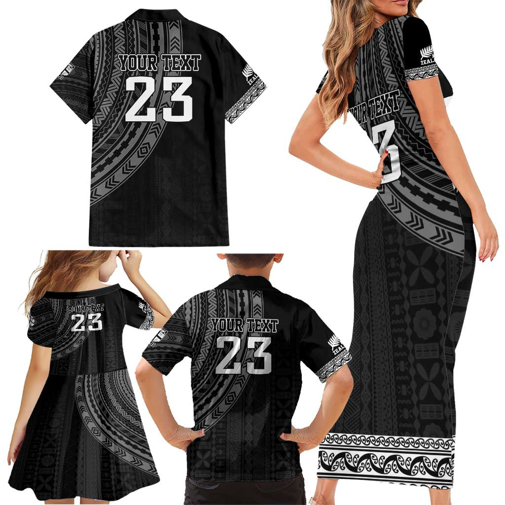 Custom Fiji New Zealand Rugby Family Matching Short Sleeve Bodycon Dress and Hawaiian Shirt Make History Together LT9 - Polynesian Pride
