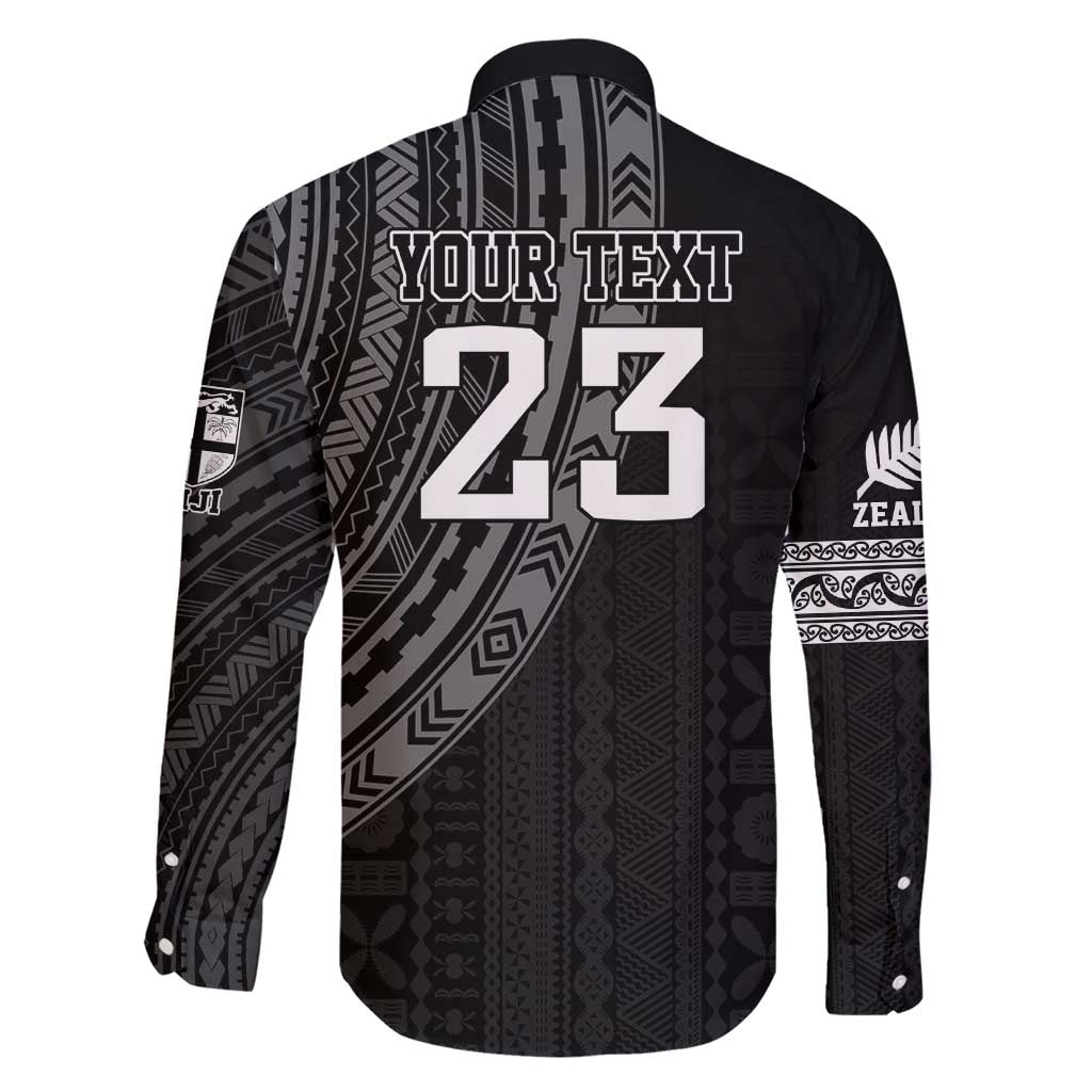 Custom Fiji New Zealand Rugby Family Matching Short Sleeve Bodycon Dress and Hawaiian Shirt Make History Together LT9 - Polynesian Pride