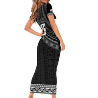 Custom Fiji New Zealand Rugby Family Matching Short Sleeve Bodycon Dress and Hawaiian Shirt Make History Together LT9 - Polynesian Pride
