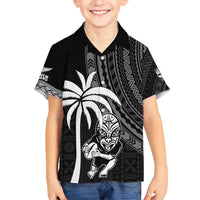 Custom Fiji New Zealand Rugby Family Matching Short Sleeve Bodycon Dress and Hawaiian Shirt Make History Together LT9 Son's Shirt Black - Polynesian Pride