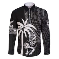 Custom Fiji New Zealand Rugby Family Matching Summer Maxi Dress and Hawaiian Shirt Make History Together LT9 Dad's Shirt - Long Sleeve Black - Polynesian Pride