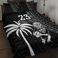 Custom Fiji New Zealand Rugby Quilt Bed Set Make History Together LT9 Black - Polynesian Pride
