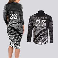 Custom Fiji New Zealand Rugby Couples Matching Long Sleeve Bodycon Dress and Long Sleeve Button Shirt Cibi Dance with Black Fern LT9 - Polynesian Pride