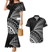 Custom Fiji New Zealand Rugby Couples Matching Mermaid Dress and Hawaiian Shirt Cibi Dance with Black Fern LT9 Black - Polynesian Pride