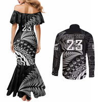 Custom Fiji New Zealand Rugby Couples Matching Mermaid Dress and Long Sleeve Button Shirt Cibi Dance with Black Fern LT9 - Polynesian Pride