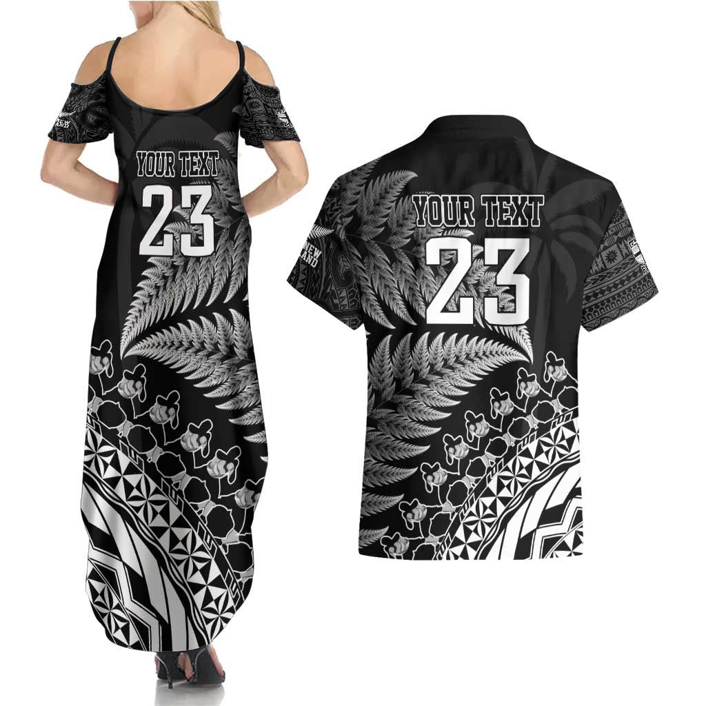 Custom Fiji New Zealand Rugby Couples Matching Summer Maxi Dress and Hawaiian Shirt Cibi Dance with Black Fern LT9 - Polynesian Pride
